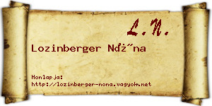 Lozinberger Nóna névjegykártya